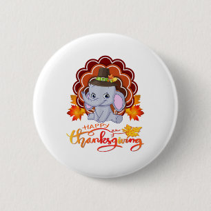 Funny Elefant Türkei glücklich Thanksgiving Button