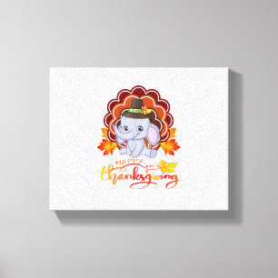 Funny Elefant Türkei glücklich Thanksgiving Leinwanddruck