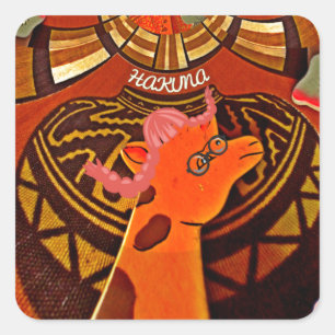 Funny Elegant Giraffe Accessorized African Style Quadratischer Aufkleber