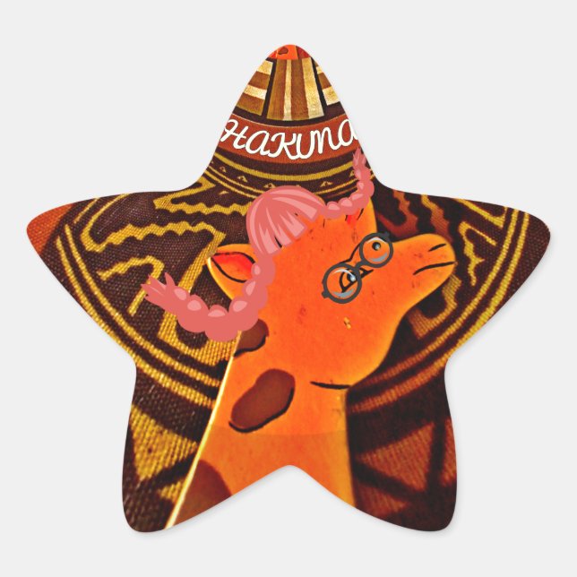 Funny Elegant Giraffe Accessorized African Style Stern-Aufkleber (Vorderseite)