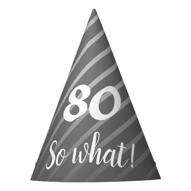 Funny Elegant Gray Stripe Pattern Man 80 Geburtsta Partyhütchen (Vorderseite)