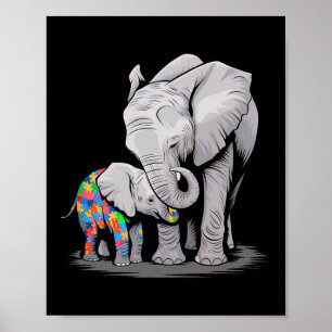 Funny Elephant Autism Awareness Autism Mama Kids B Poster