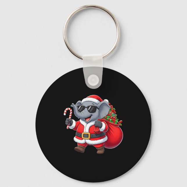 Funny Elephant Christmas Santa Outfit Xmas Boys Gi Schlüsselanhänger (Vorderseite)