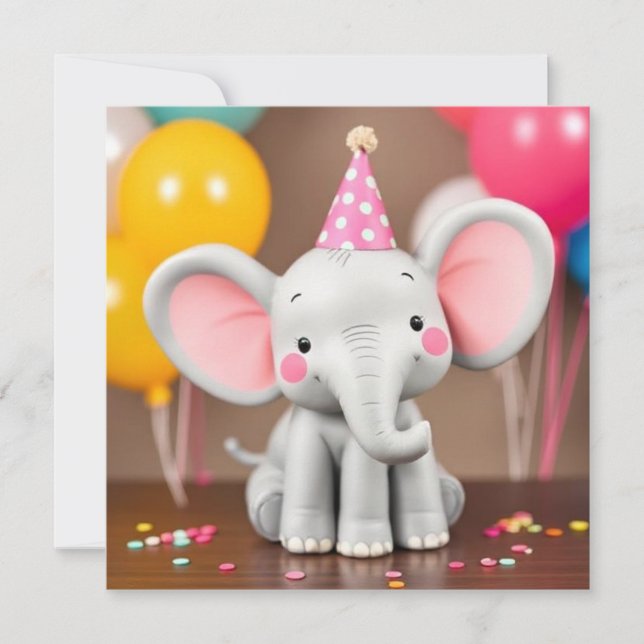 Funny Elephant Happy Birthday Karte (Vorderseite)
