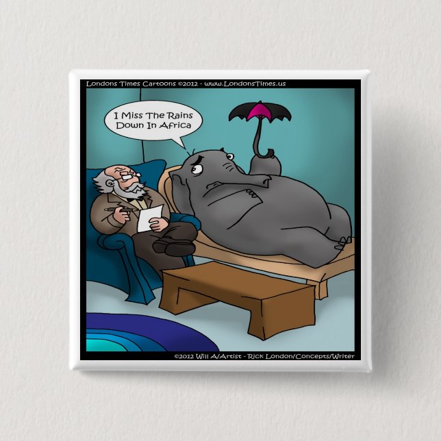 Funny Elephant in Therapie Karten T-Shirts Geschen Button (Vorderseite)