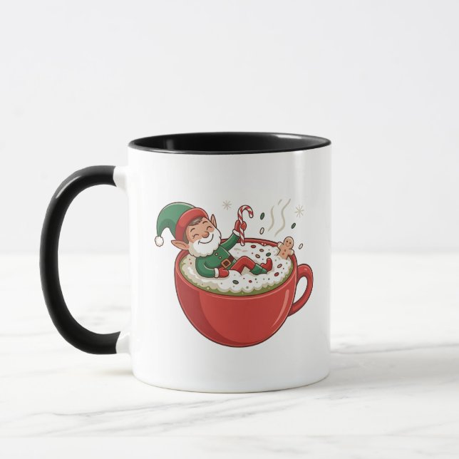 Funny Elf Bathub auf Matcha Drink Tasse (Links)