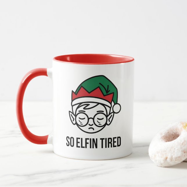 Funny ELF Christmas Morgens Kleine Geschenk Tasse (Mit Donut)