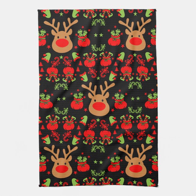 Funny Elf Christmas Wrapping Geschirrtuch (Vertikal)