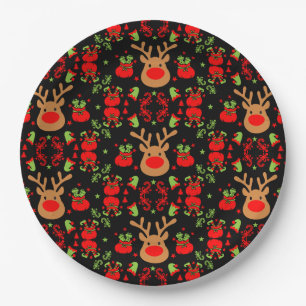 Funny Elf Christmas Wrapping Pappteller