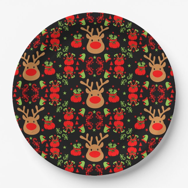 Funny Elf Christmas Wrapping Pappteller (Vorderseite)