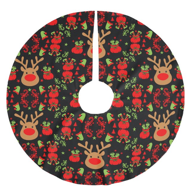 Funny Elf Christmas Wrapping Polyester Weihnachtsbaumdecke (Vorderseite)
