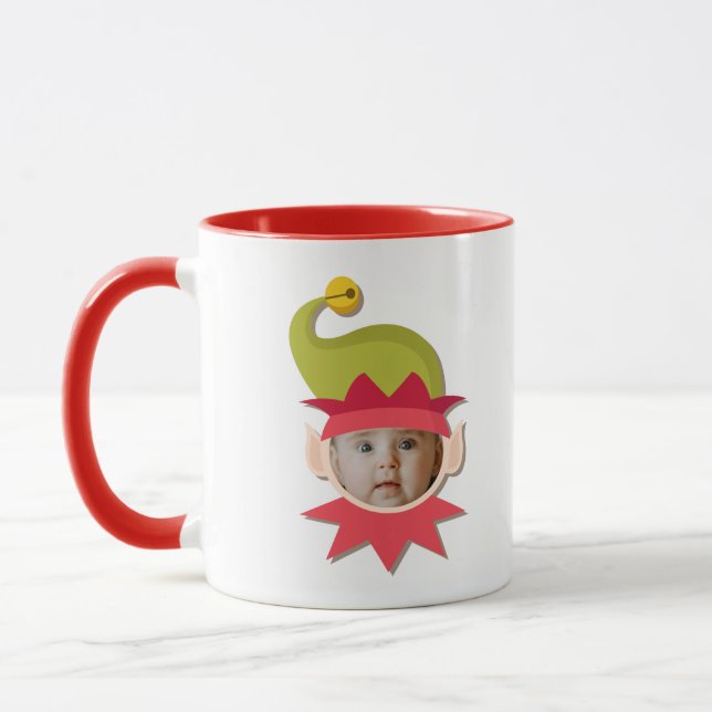 Funny Elf Face Weihnachtsfeier Tasse (Links)