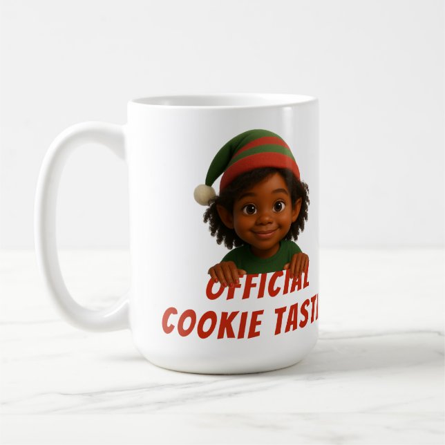 Funny Elf Faces | Official Cookie Tester Christmas Kaffeetasse (Links)