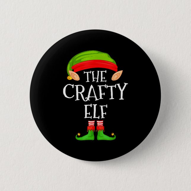 Funny Elf Family Christmas Crafty Elf Sweater Matc Button (Vorderseite)