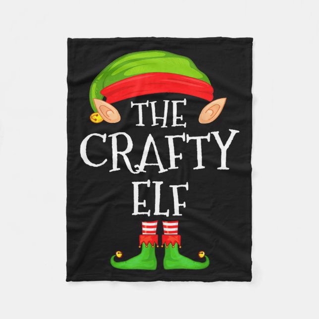 Funny Elf Family Christmas Crafty Elf Sweater Matc Fleecedecke (Vorderseite)