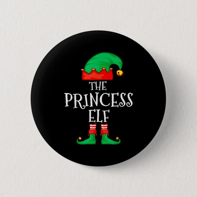 Funny Elf Family Christmas Princess Elf Sweater Me Button (Vorderseite)