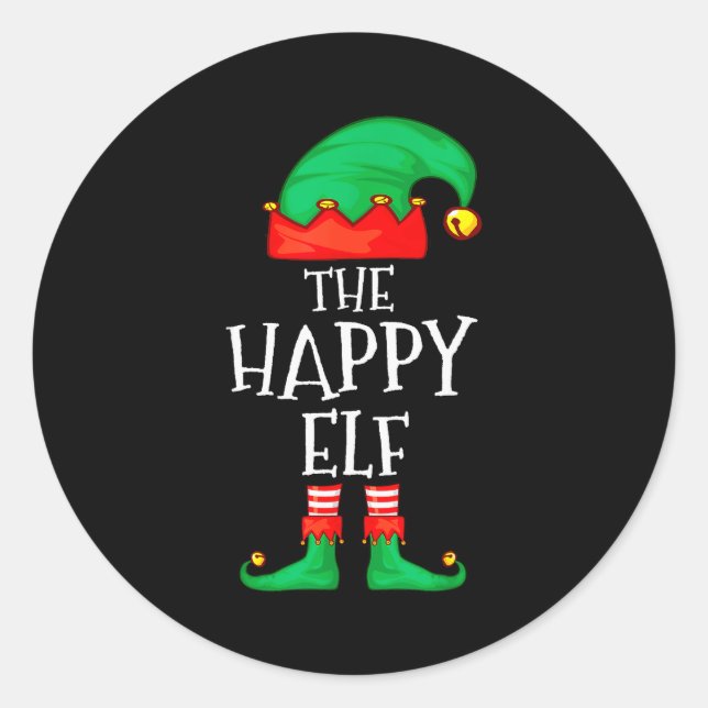 Funny Elf Family Christmas The Happy Elf Sweater M Runder Aufkleber (Vorderseite)