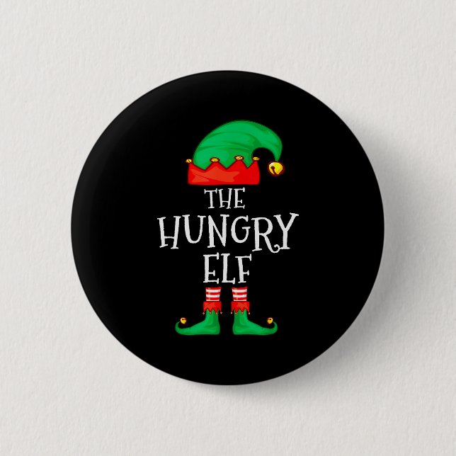 Funny Elf Family Christmas The Hungry Elf Sweater  Button (Vorderseite)