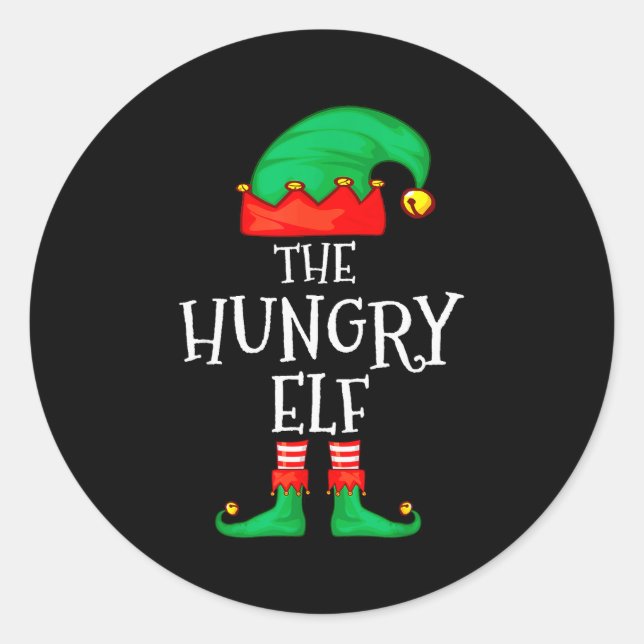 Funny Elf Family Christmas The Hungry Elf Sweater  Runder Aufkleber (Vorderseite)