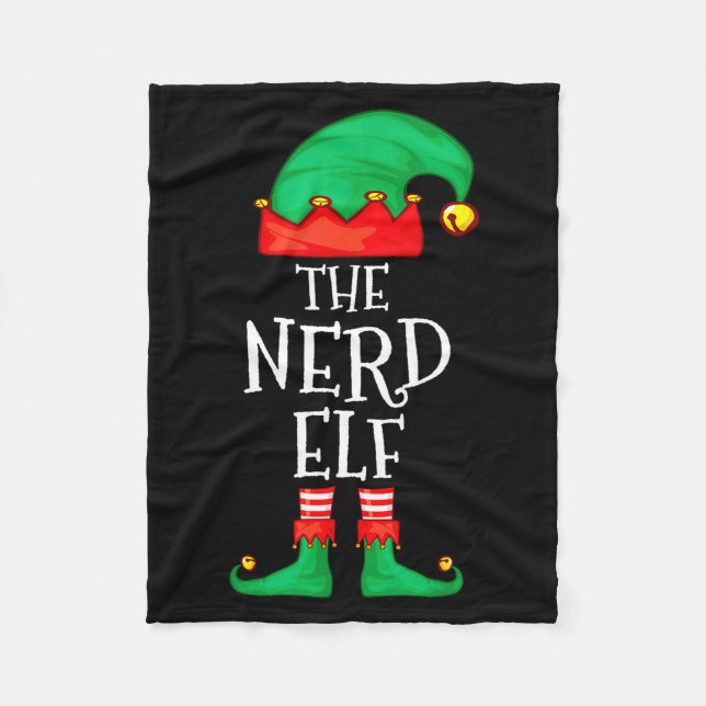 Funny Elf Family Christmas The Nerd Elf Sweater Me Fleecedecke (Vorderseite)