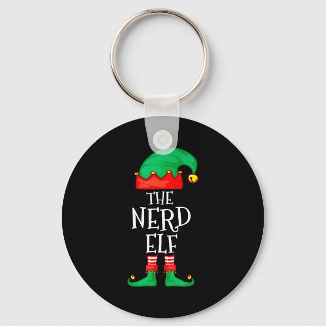 Funny Elf Family Christmas The Nerd Elf Sweater Me Schlüsselanhänger (Vorderseite)