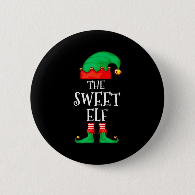Funny Elf Family Christmas The Sweet Elf Sweater M Button (Vorderseite)