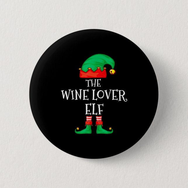 Funny Elf Family Christmas The Wine Lover Elf Men  Button (Vorderseite)