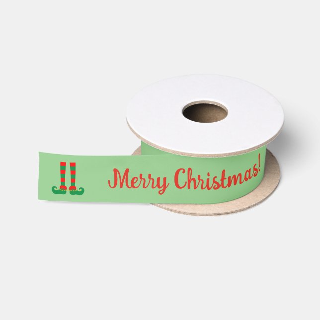 Funny elf Füße satin Weihnachtsband für Geschenke Satinband (Spule)