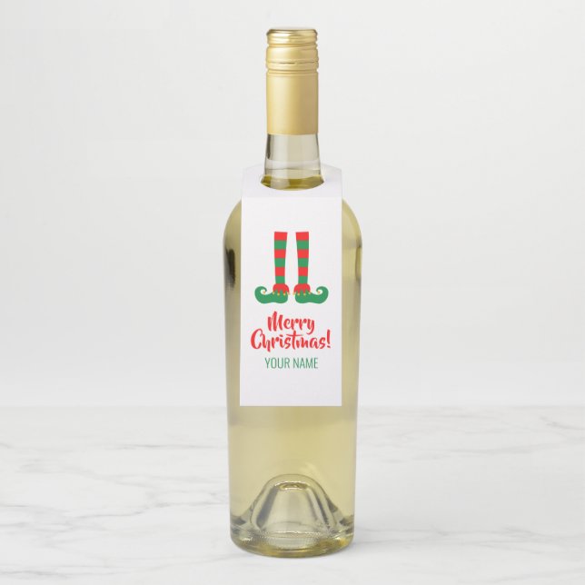 Funny elf Füße Weihnachtswein Flaschenhalter Flaschenanhänger (Auf Flasche)