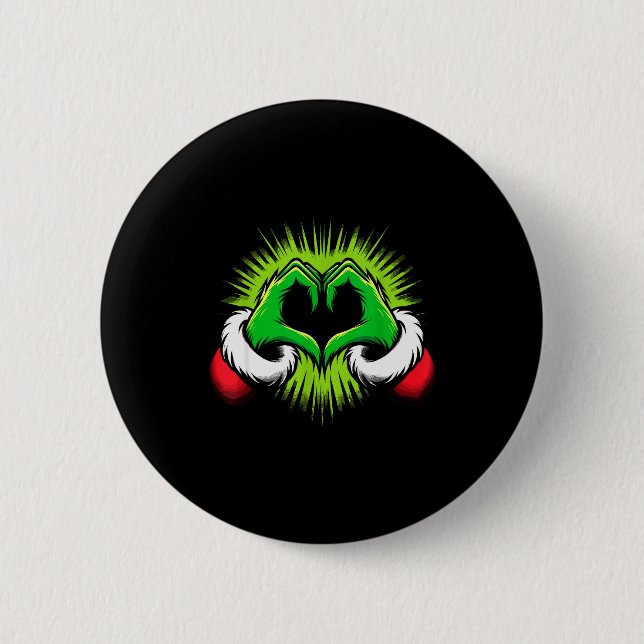 Funny Elf Heart Hands Love Christmas  Button (Vorderseite)
