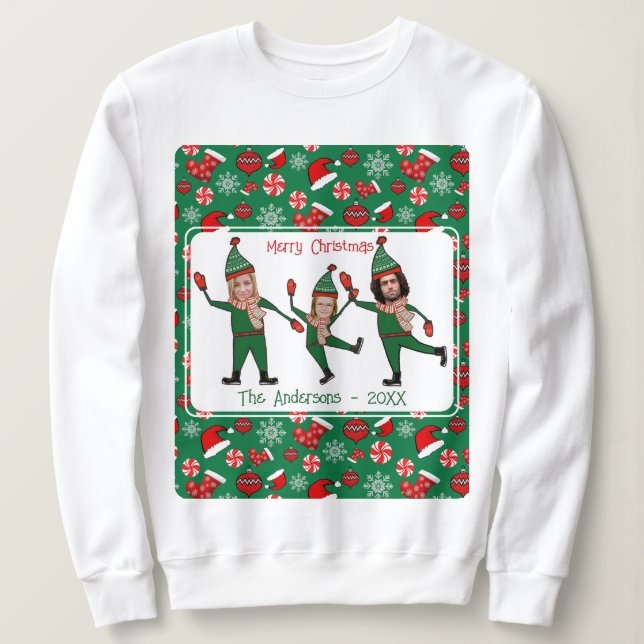 Funny Elf Ihre Familie Ugge Weihnachts-Sweater Sweatshirt (Design vorne)