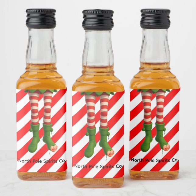 Funny Elf Legs Christmas | North Pole Mischief  Alkoholflaschenetikett (Flaschen)