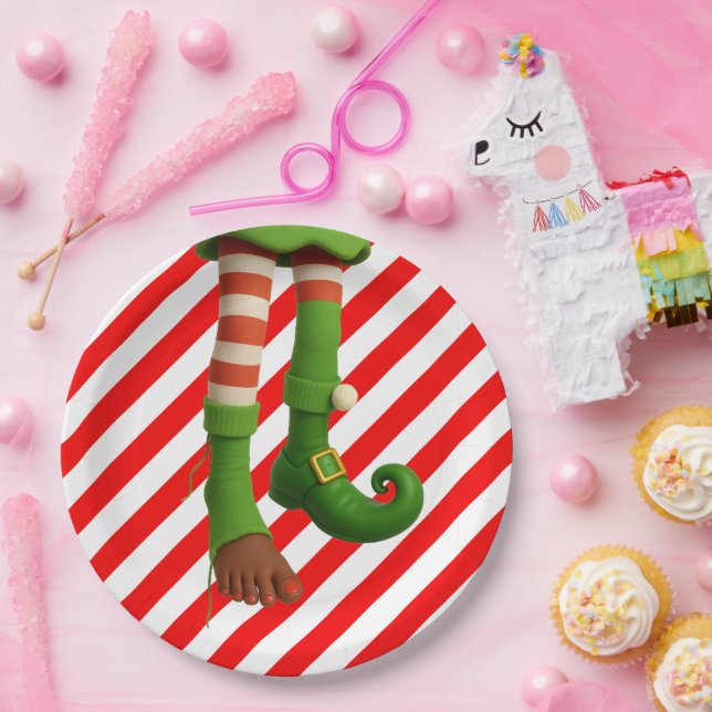 Funny Elf Legs Christmas | North Pole Mischief  Pappteller (Party)