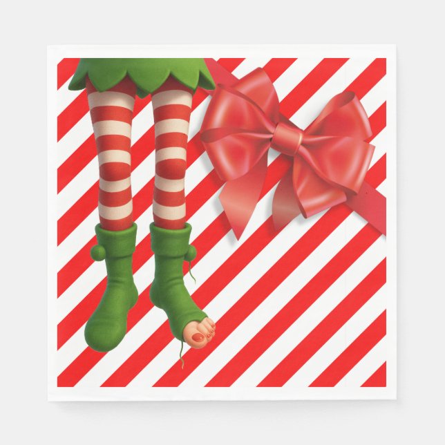 Funny Elf Legs Christmas | North Pole Mischief  Serviette (Vorderseite)