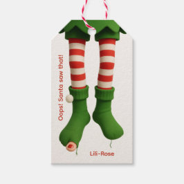 Funny Elf Legs | North Pole Mischief Wrapping Geschenkanhänger