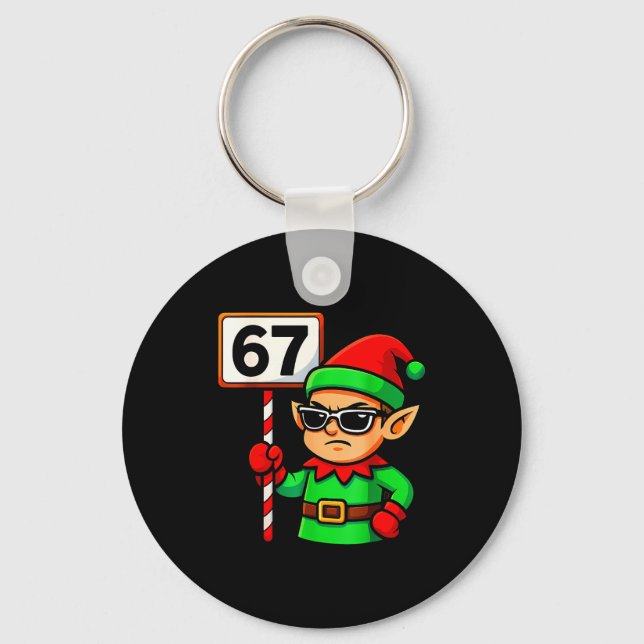 Funny Elf Six Seven 6 7 Meme Christmas Costume 67  Schlüsselanhänger (Vorderseite)