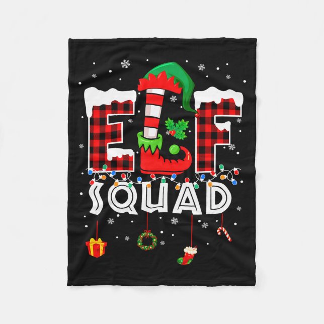 Funny Elf Squad Christmas Family Matching Pajamas  Fleecedecke (Vorderseite)