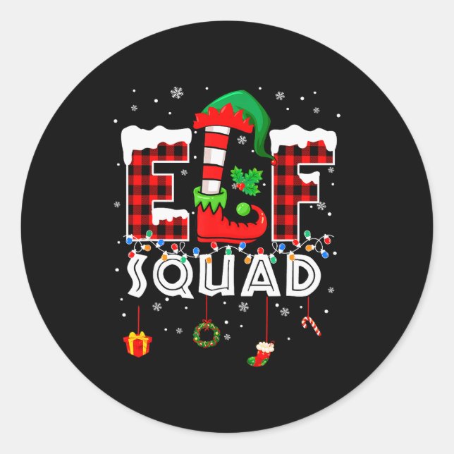Funny Elf Squad Christmas Family Matching Pajamas  Runder Aufkleber (Vorderseite)