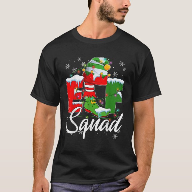 Funny Elf Squad Christmas Tree Lights Xmas PJS Gir T-Shirt (Vorderseite)
