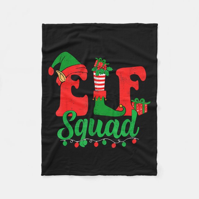 Funny Elf Squad Santa Hat Family Matching Christma Fleecedecke (Vorderseite)