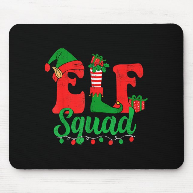 Funny Elf Squad Santa Hat Family Matching Christma Mousepad (Vorne)
