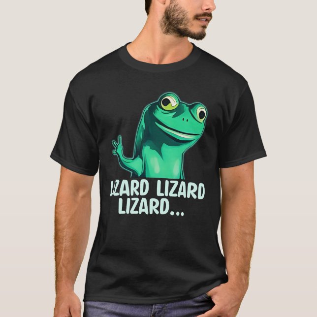 Funny Elio Lizard Button Meme T-Shirt (Vorderseite)