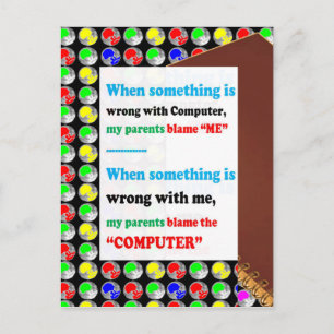 FUNNY Eltern Computer-Schuld Game Jokes Comedy FUN Postkarte