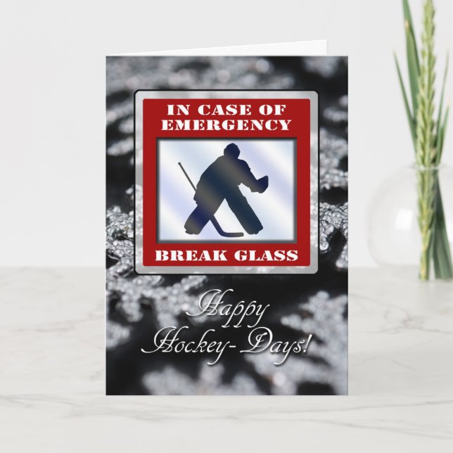 Funny Emergency Goalie Hockey Weihnachtskarte Feiertagskarte (Vorderseite)