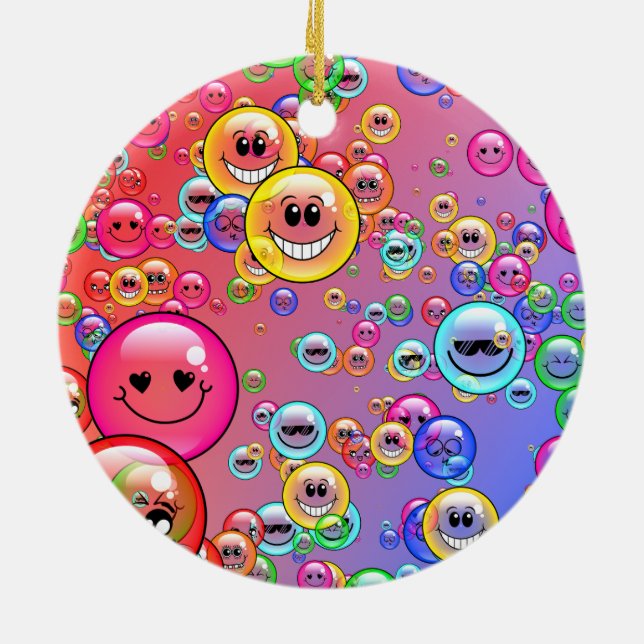 Funny Emoji Bubbles Keramik Ornament (Hinten)