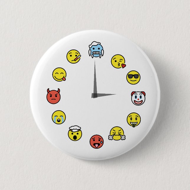 Funny Emoji Clock Button Button (Vorderseite)