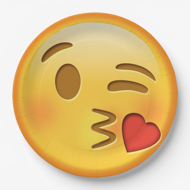 Funny emoji küssen Papierteller (Vorderseite)