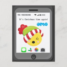 Funny Emoji themed Happy Weihnachtsgrüße Ankündigungspostkarte