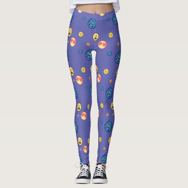 Funny Emojis von vielen Emotionen im Hintergrund Leggings (Vorderseite)