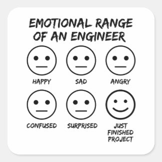Funny Emotional Range eines Ingenieurlüfters Quadratischer Aufkleber